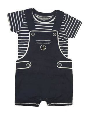 Navy and White Sailor Dungaree Set