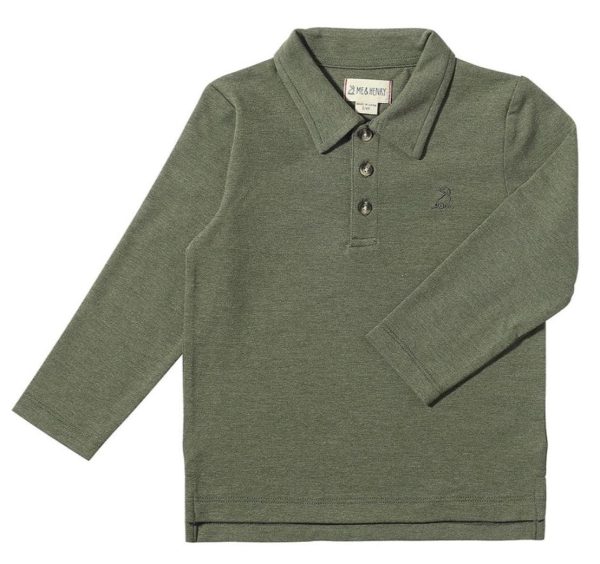 Me & Henry Long Sleeve Polo Shirt Sage Green