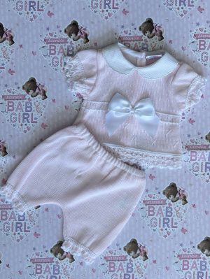 Baby Girl Knitted Set Pink and White