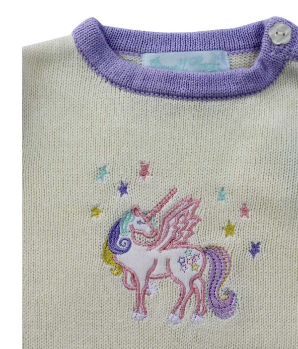 100% Cotton Knit Long Sleeve Romper Unicorn - Image 2