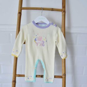 100% Cotton Knit Long Sleeve Romper Unicorn