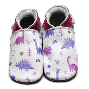 Inch Blue Leather Baby Shoes Dinosaurs