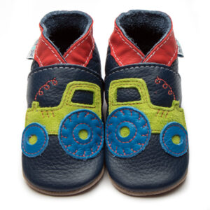 Inch Blue Leather Baby Shoes Navy Tractor