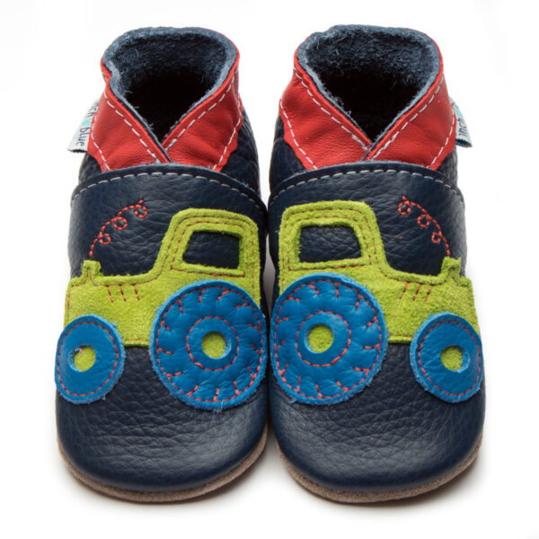 Inch Blue Leather Baby Shoes Navy Tractor