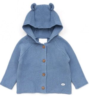 Baby Blue Hooded Cotton Cardigan