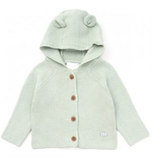 Baby Mint Green Hooded Cotton Cardigan