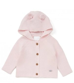 Baby Girls Pink Hooded Cotton Cardigan