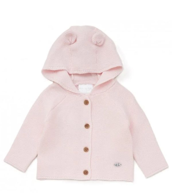 Baby Girls Pink Hooded Cotton Cardigan