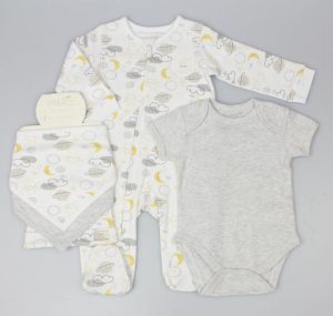 Baby 5 Piece Set with Sun Moon and Clouds Print