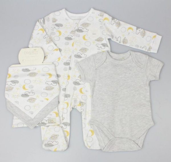 Baby 5 Piece Set with Sun Moon and Clouds Print