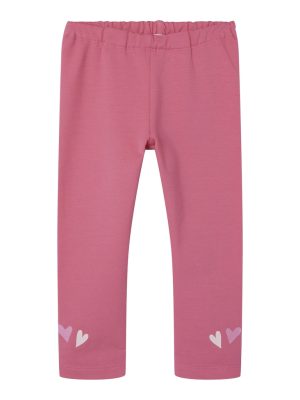 Girls Pink Leggings with Heart Detail