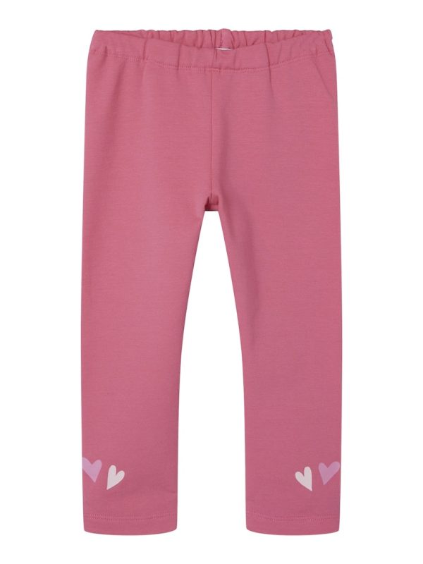 Girls Pink Leggings with Heart Detail
