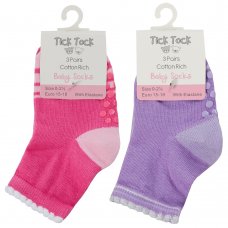 3 pairs of Baby Girls/Toddler Gripper Socks